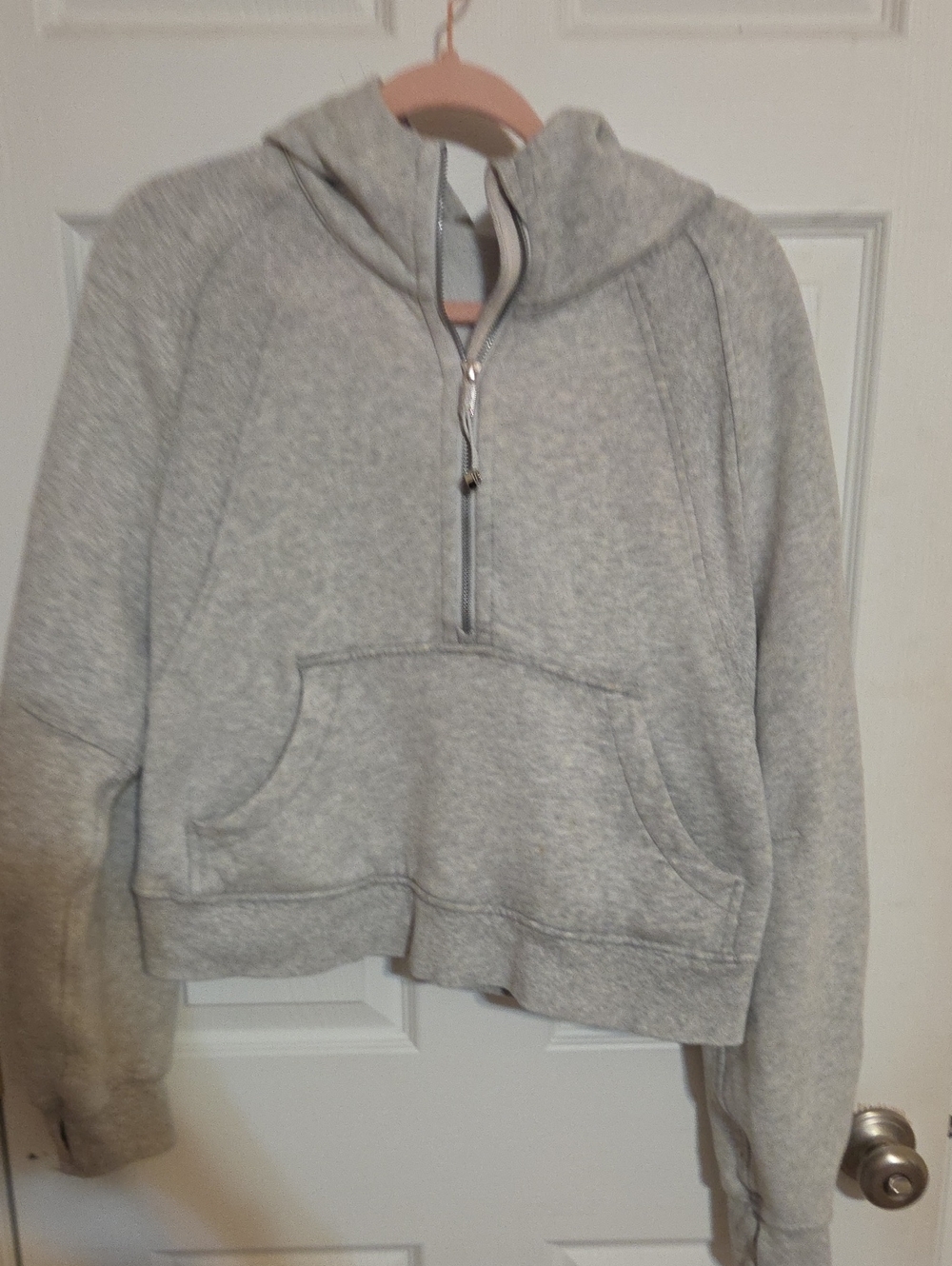 Lululemon Light Gray Half-Zip Hooded Women's Scuba
